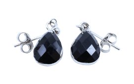 Boucles d'oreilles Prata 925 'Ondée Argentée' - Onyx