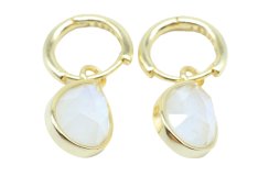 Boucles d'oreilles Prata 925 'Halo Minéral' - Pedra de Lua