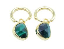 Boucles d'oreilles Prata 925 'Halo Minéral' - Malaquita