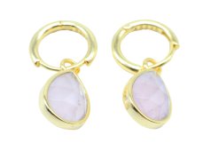 Boucles d'oreilles Prata 925 'Halo Minéral' - Quartzo Rose