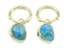 Boucles d'oreilles Prata 925 'Halo Minéral' - Turquoise