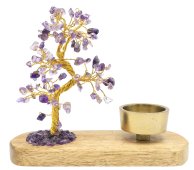 Árvore da Felicidade Ametista + Porta-velas 17cm