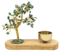 Árvore da Felicidade Aventurina Verde + Porta-velas 17cm