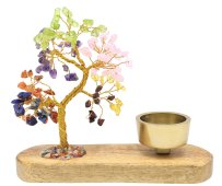 Árvore da Felicidade 7 Chakras + Porta-velas 17cm