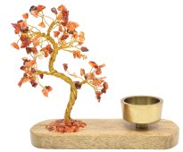 Árvore da Felicidade Cornalina + Porta-velas 17cm