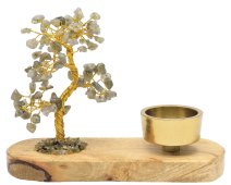 Árvore da Felicidade Labradorite + Porta-velas 17cm