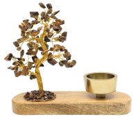 Árvore da Felicidade Olho de Tigre + Porta-velas 17cm