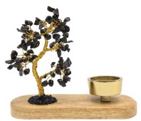 Árvore da Felicidade Turmalina Negra + Porta-velas 17cm
