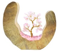 Árvore da Felicidade Design Madeira Quartzo Rosa 17cm