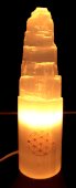Lâmpada Selenite Montagne Gravée 30cm - Flor de Vie