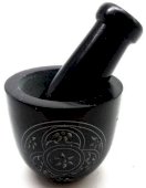 Almofariz Pedra Saponite Preto 8cm