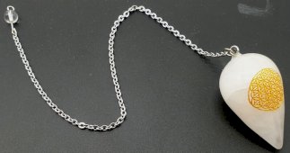 Pêndulo Gravé Flor de Vie 4cm - Cristal de Rocha