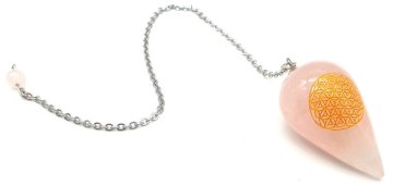Pêndulo Gravé Flor de Vie 4cm - Quartzo Rose