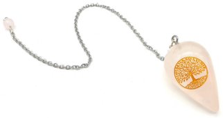 Pêndulo Gravé Árvore de Vie 4cm - Quartzo Rose