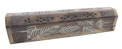 Porta-Incenso Madeira Estojo Feuilles 30cm