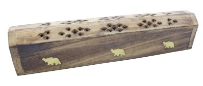 Porta-Incenso Madeira Estojo Eléphants Clair 30cm