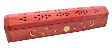 Porta-Incenso Madeira Estojo Lua & Etoiles 30cm