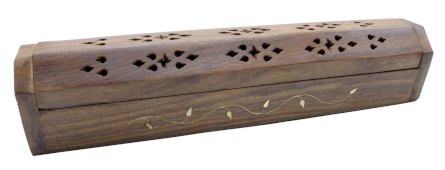 Porta-Incenso Madeira Estojo Flor 30cm