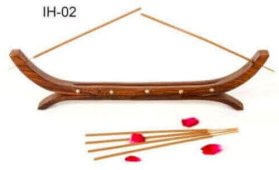 Porta-Incenso Madeira Double Pirogue 36cm