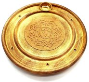 Porta-Incenso Madeira Rond OM Chakra 10cm