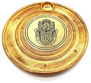 Porta-Incenso Madeira Rond Main de Fatima 10cm