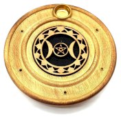 Porta-Incenso Madeira Rond Triple Lua 10cm