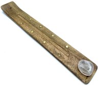 Porta-Incenso Madeira Ski 25cm + Cristal de Rocha