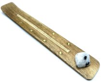 Porta-Incenso Madeira Ski 25cm + Labradorita Branca