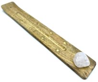 Porta-Incenso Madeira Ski 25cm + Quartzo Rose