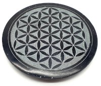 Porta-Incenso Pedra Rond Flor de Vie 10cm