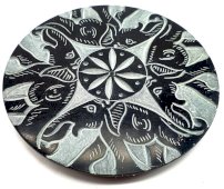 Porta-Incenso Pedra Rond 4 Elephants 10cm