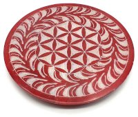 Porta-Incenso Pedra Rond Flor de Vie Vermelho 10cm