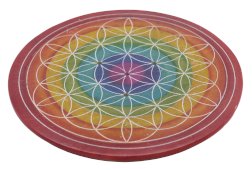 Porta-Incenso Pedra Rond Flor de Vie Dégradé 10cm