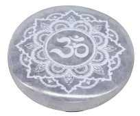 Porta-Incenso Selenite OM Motifs 10cm