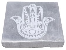 Porta-Incenso Selenite Main de Fatima Carré 10cm