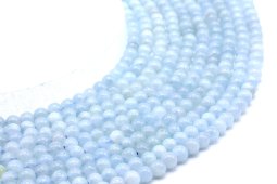 Perles Aigue Marine 'AA' 4mm sobre fil 40cm