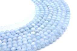 Perles Aigue Marine 'AA' 6mm sobre fil 40cm
