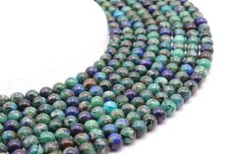 Perles Azurite 'AAA' 6mm sobre fil 40cm