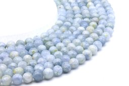 Perles Celestine 'AA' 8mm sobre fil 40cm