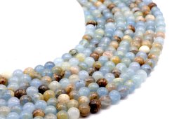 Perles Calcita Azul 6mm sobre fil 40cm