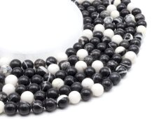 Perles Jaspe Zèbre 10mm sobre fil 40cm