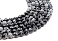 Perles Obsidiana Neige 10mm sobre fil 40cm