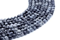 Perles Obsidiana Neige 6mm sobre fil 40cm