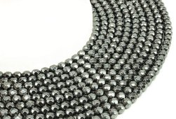 Contas facetadas de hematita de 6 mm em um fio de 40 cm.