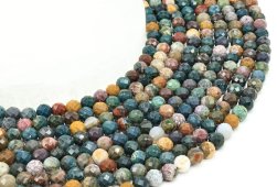 Contas facetadas de Jaspe Oceânico de 6mm em fio de 40cm