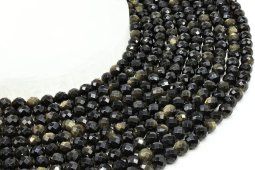 Contas facetadas de obsidiana dourada de 6 mm em um fio de 40 cm.