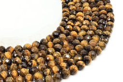 Contas facetadas de olho de tigre de 8 mm em um fio de 40 cm.