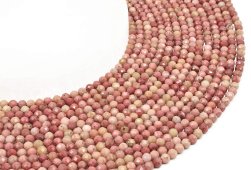 Contas facetadas de rodonita de 4 mm em um fio de 40 cm.