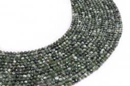 Perles facettées Séraphinite 3mm sobre fil 40cm