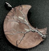 Pendente Lua Árvore de Vie - Quartzo Rosa 3.5cm